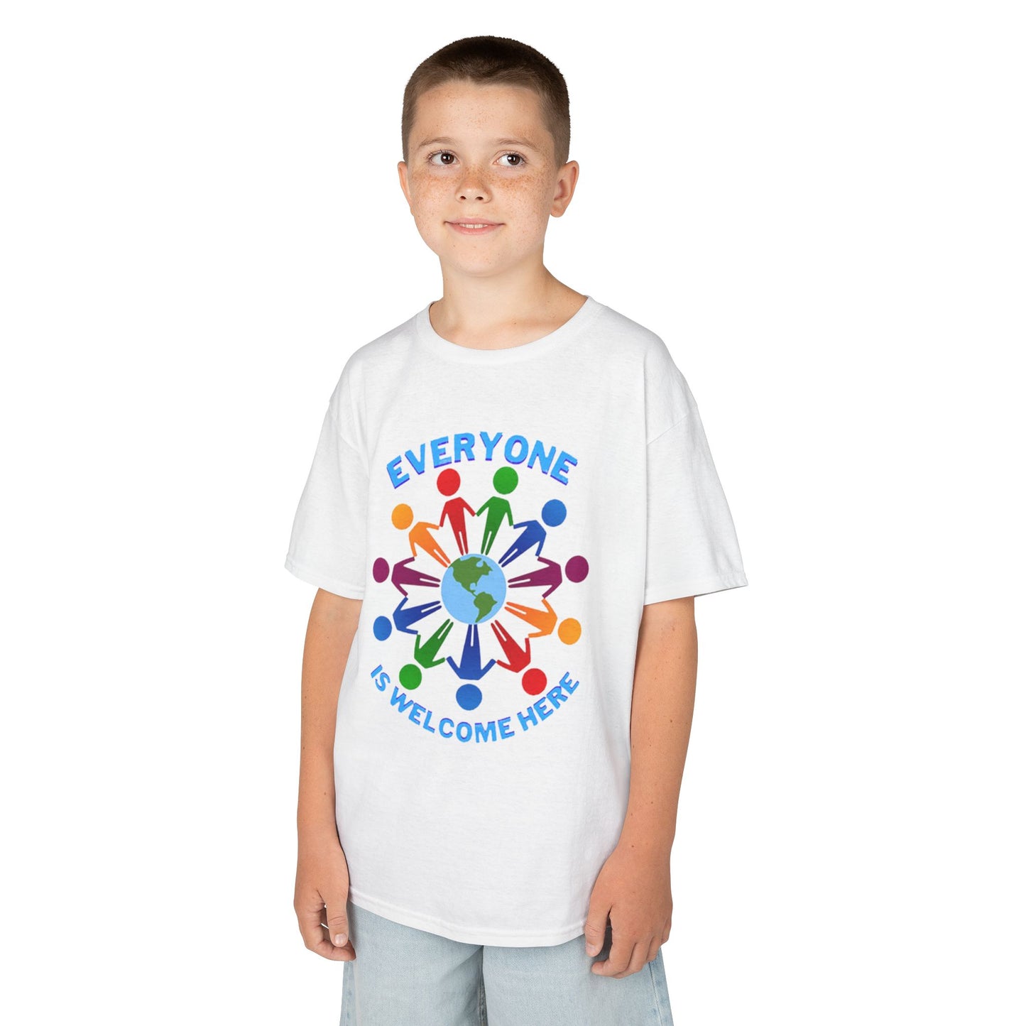Inclusive Kids Tee - Everyone is Welcome Here, Rainbow T-Shirt, Kids Equality Wear, Unity Apparel, Diversity Gift, Positive Message Top