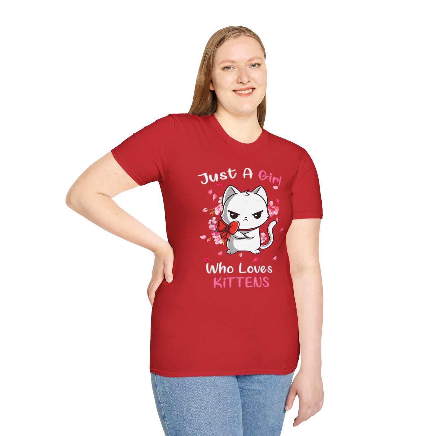 Cute Kittens Graphic Tee, Unisex Softstyle T-Shirt for Cat Lovers, Gift for Birthdays, Valentine's Day, Casual Wear, Animal Lovers