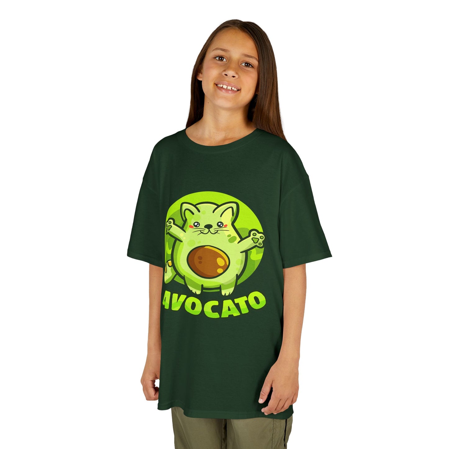 Cute Avocado Cat Kids Tee, Fun T-Shirt for Kids, Avocado Lover Gift, Playful Graphic Shirt, Birthday Party Outfit