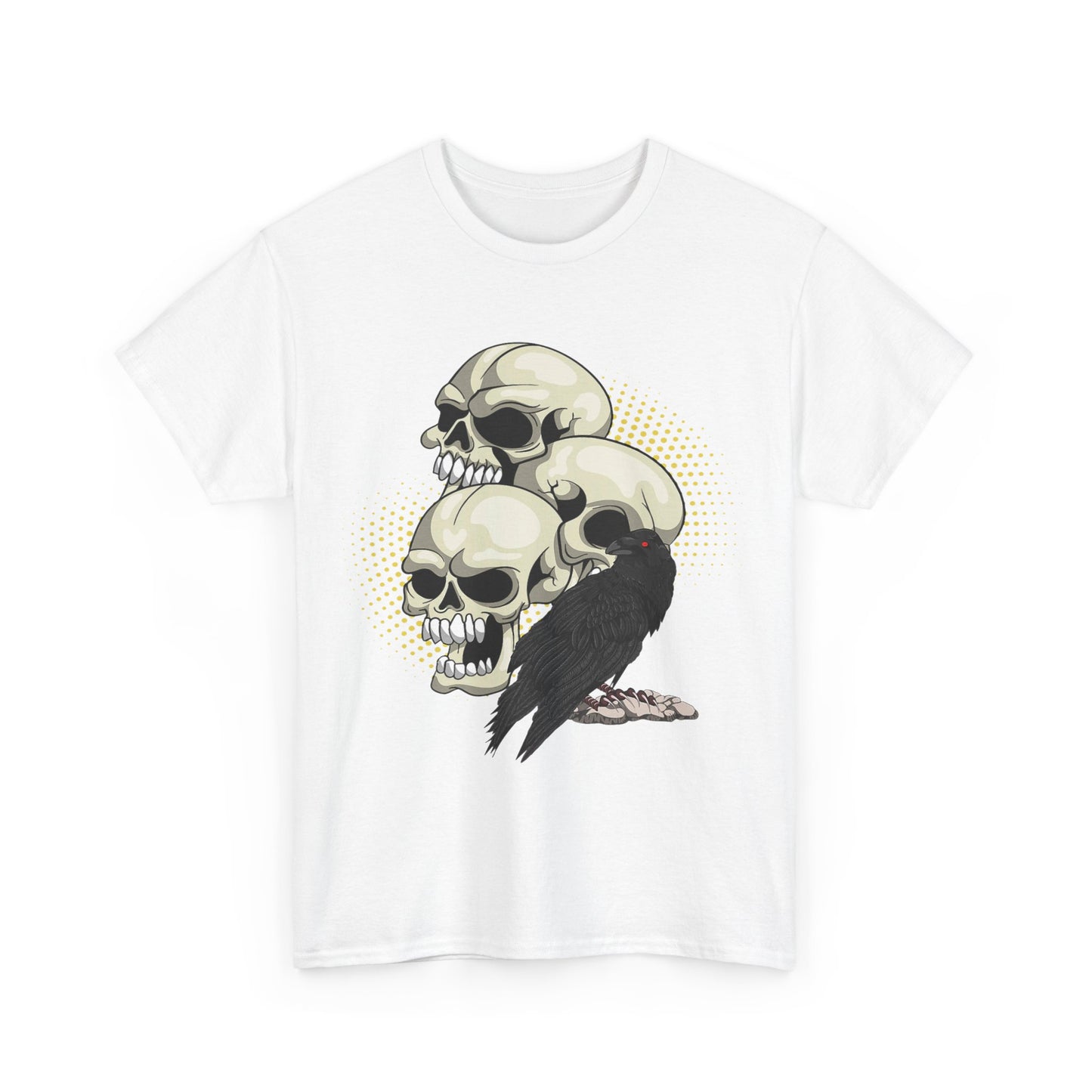 Skull Crow Tee - Unisex Heavy Cotton T-Shirt, Edgy Graphic Shirt, Gothic Style Apparel, Halloween Outfit, Alternative Fashion