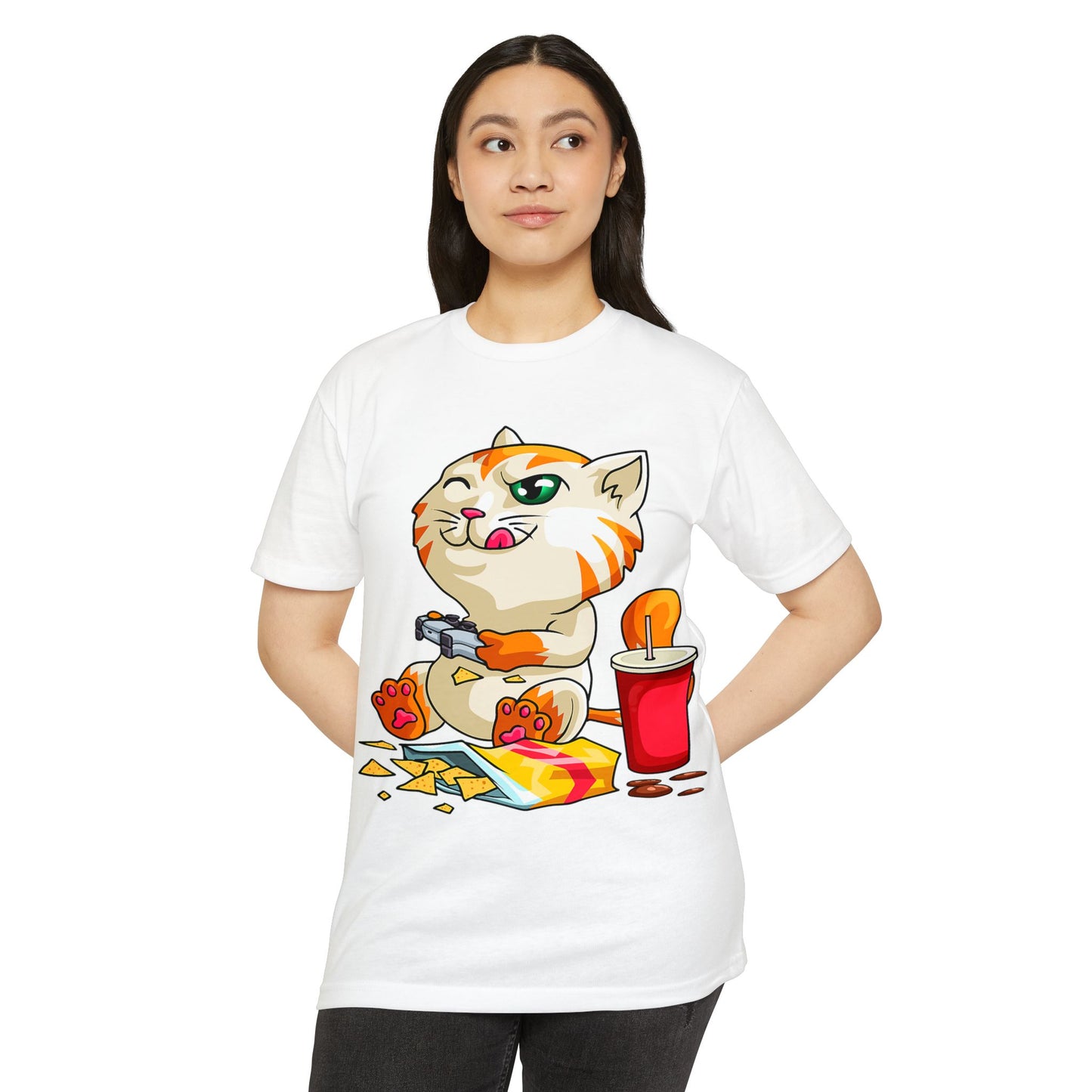 Playful Cat Gamer T-Shirt | Cute Cat Graphic Tee for Cat Lovers, Gifts for Gamers, Fun Casual Wear, Cool Animal Shirt, Unique Gift Idea