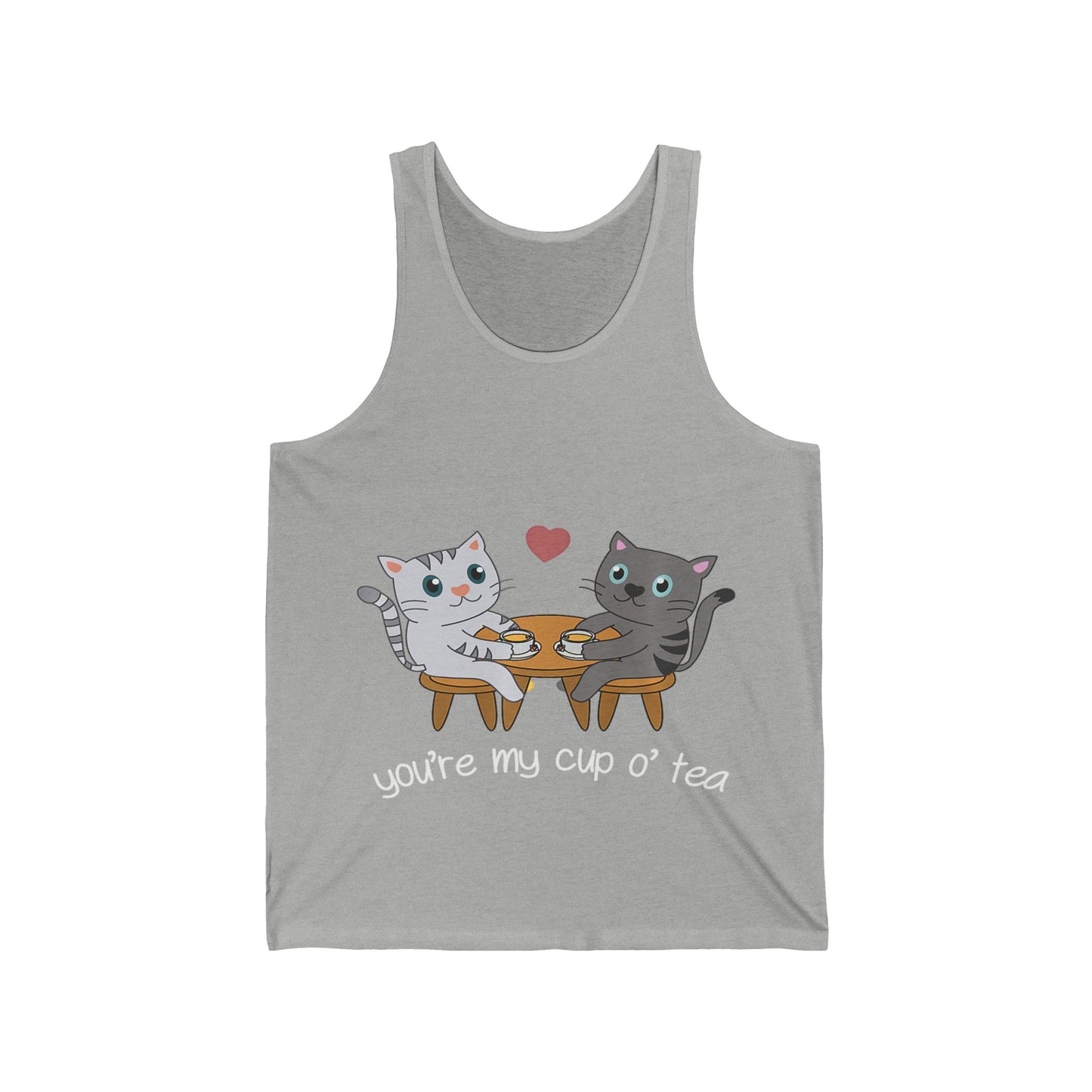Cute Cat Lovers Unisex Jersey Tank - You're My Cup of Tea, Cat Tank Top, Gift for Cat Owners, Pet Lover Apparel, Summer Casual Wear