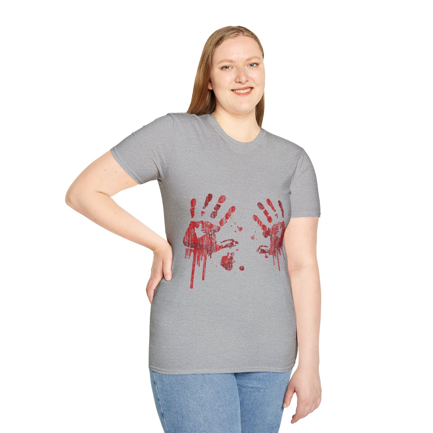 Bloody Handprints Unisex T-Shirt, Halloween Costume Tee, Spooky Graphic Shirt, Horror Movie Apparel, Gore T-Shirt