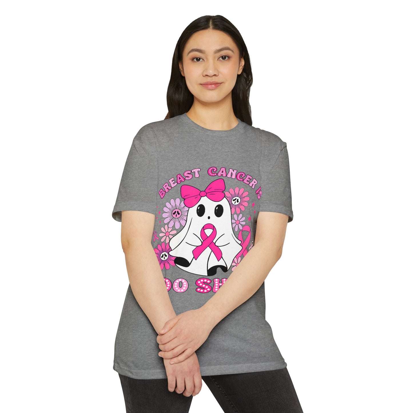 Breast Cancer Awareness Ghost T-Shirt, Unisex Tee, Halloween Shirt, Supportive Apparel, Fundraiser Gear, Boo Sheet Shirt