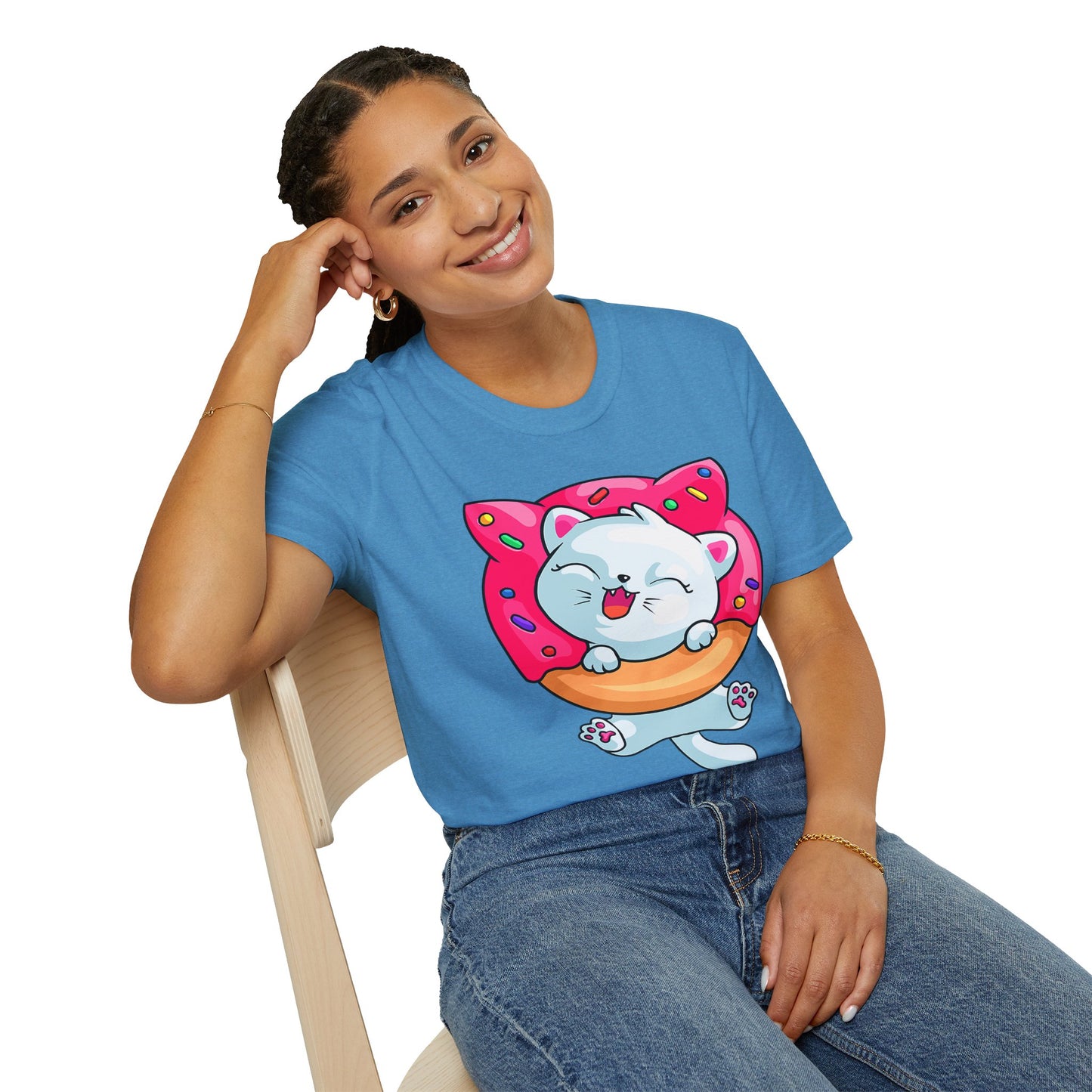 Cute Cat with Donut Unisex T-Shirt, Adorable Pet Lover Gift, Fun Summer Wear, Trendy Graphic Tee, Perfect for Birthdays, Casual Days, [...]