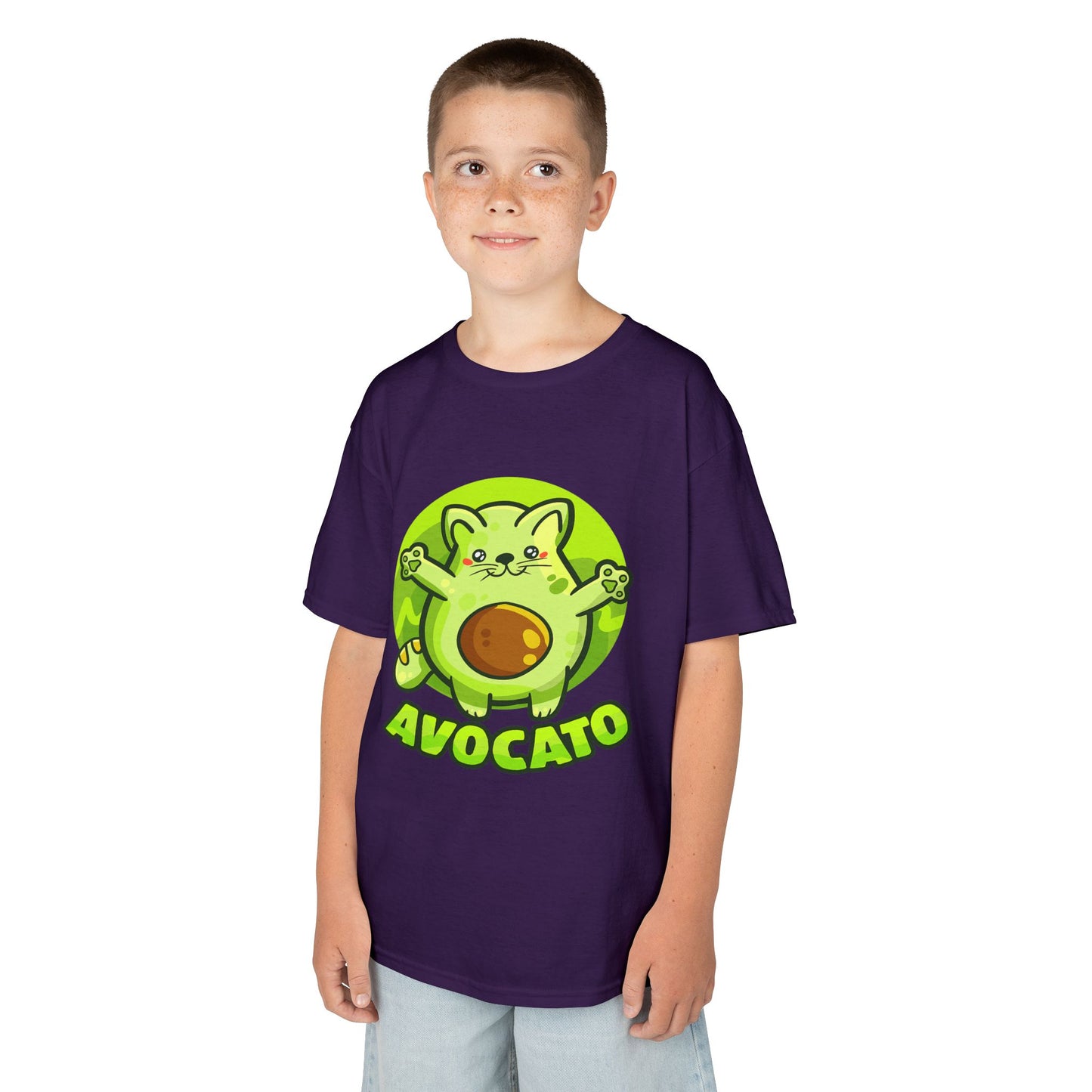 Cute Avocado Cat Kids Tee, Fun T-Shirt for Kids, Avocado Lover Gift, Playful Graphic Shirt, Birthday Party Outfit