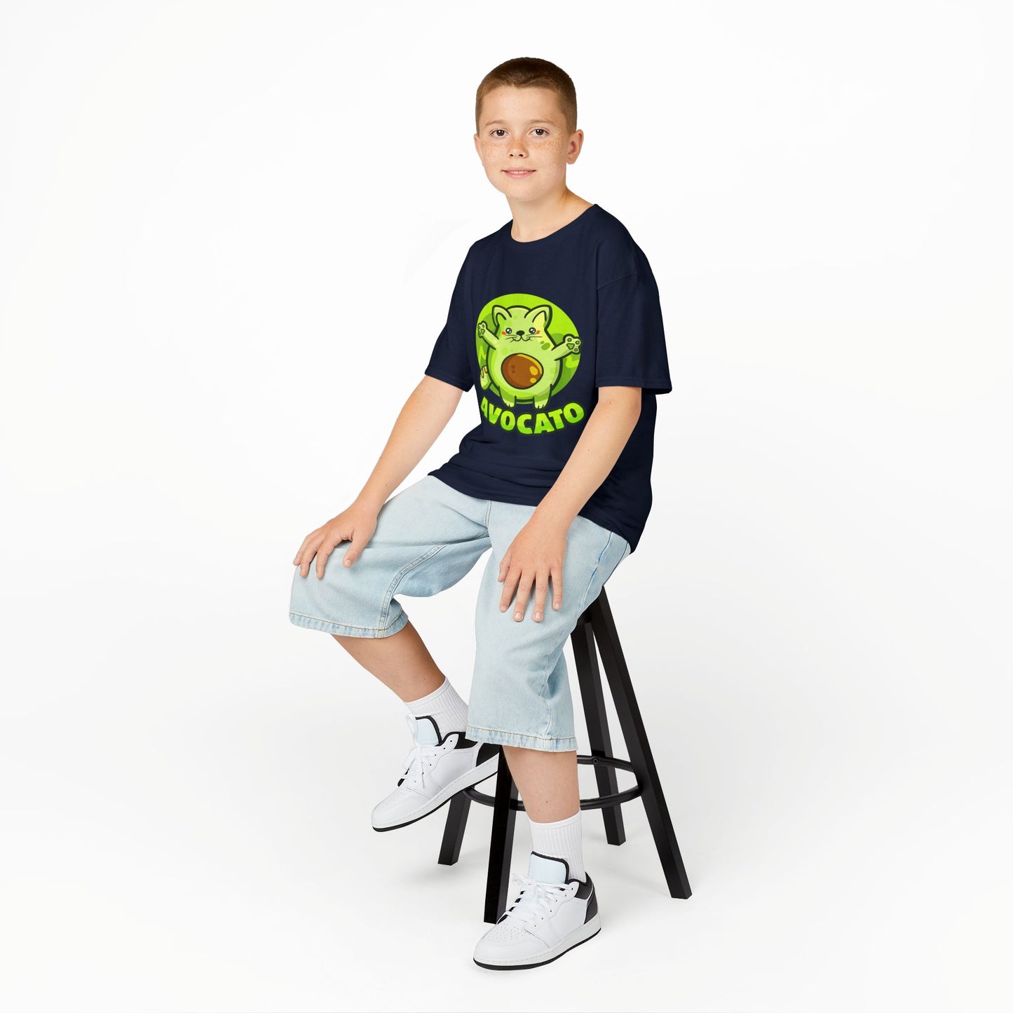 Cute Avocado Cat Kids Tee, Fun T-Shirt for Kids, Avocado Lover Gift, Playful Graphic Shirt, Birthday Party Outfit