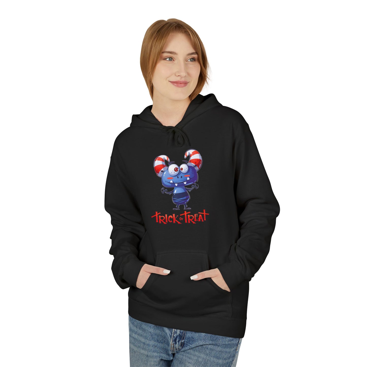 Halloween Trick or Treat Fleece Hoodie, Cozy Fall Sweatshirt, Perfect for Kids & Adults, Seasonal Wear, Halloween Costume Addition, [...]