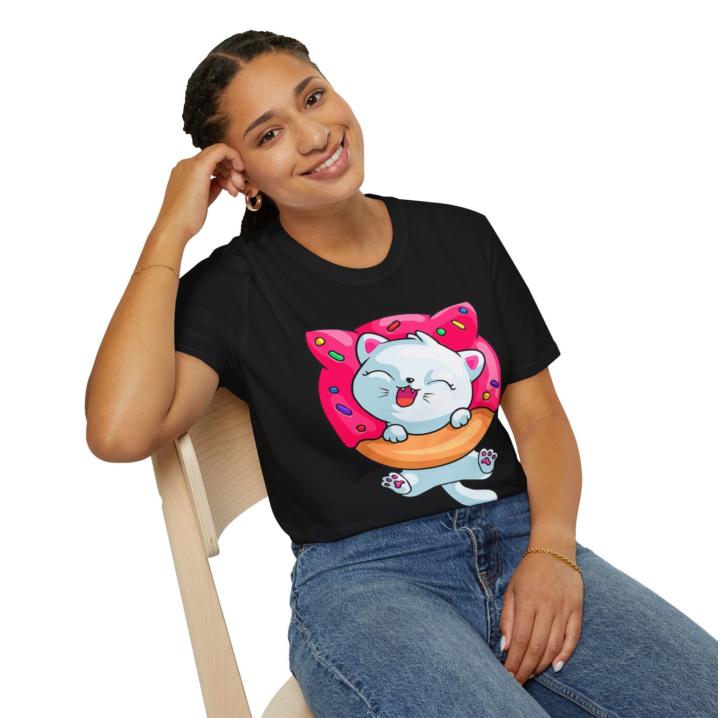 Cute Cat with Donut Unisex T-Shirt, Adorable Pet Lover Gift, Fun Summer Wear, Trendy Graphic Tee, Perfect for Birthdays, Casual Days, [...]