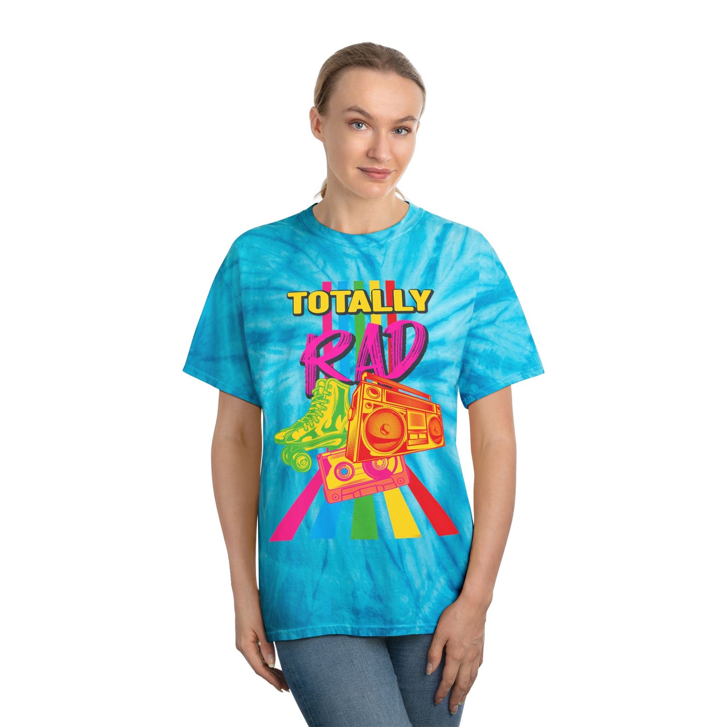 Totally Rad Tie-Dye Tee | Retro 80s Vibe Shirt | Perfect for Summer Festivals, Casual Outfits, Skate Culture, Unique Gift Idea