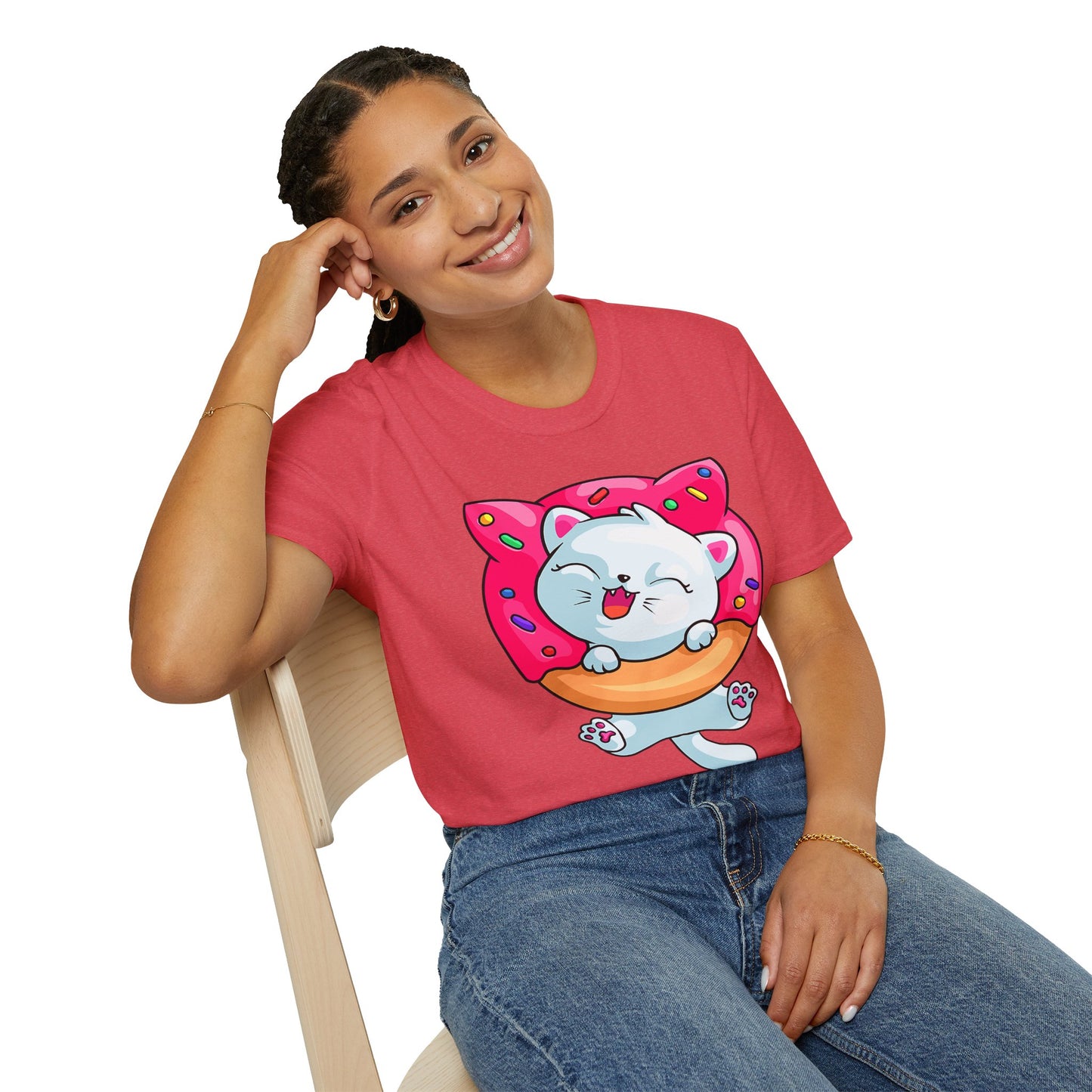 Cute Cat with Donut Unisex T-Shirt, Adorable Pet Lover Gift, Fun Summer Wear, Trendy Graphic Tee, Perfect for Birthdays, Casual Days, [...]