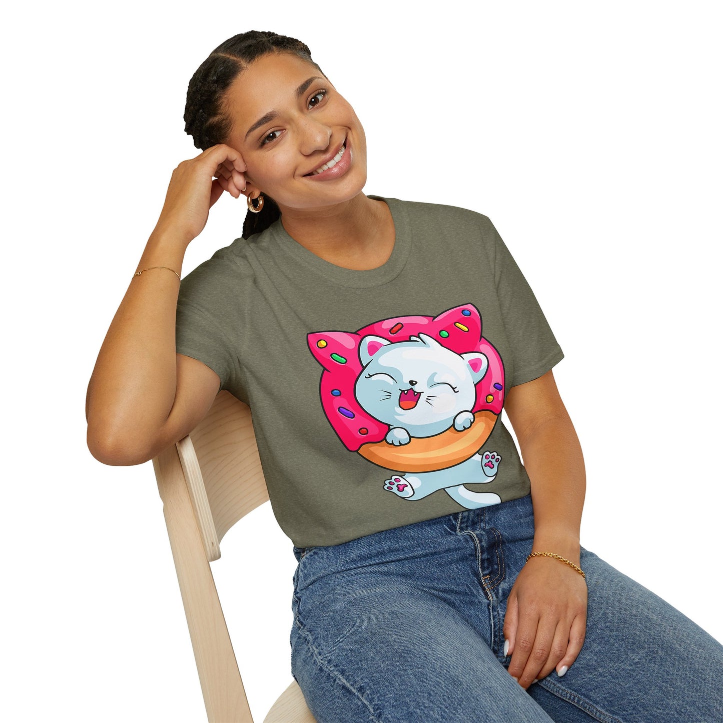 Cute Cat with Donut Unisex T-Shirt, Adorable Pet Lover Gift, Fun Summer Wear, Trendy Graphic Tee, Perfect for Birthdays, Casual Days, [...]