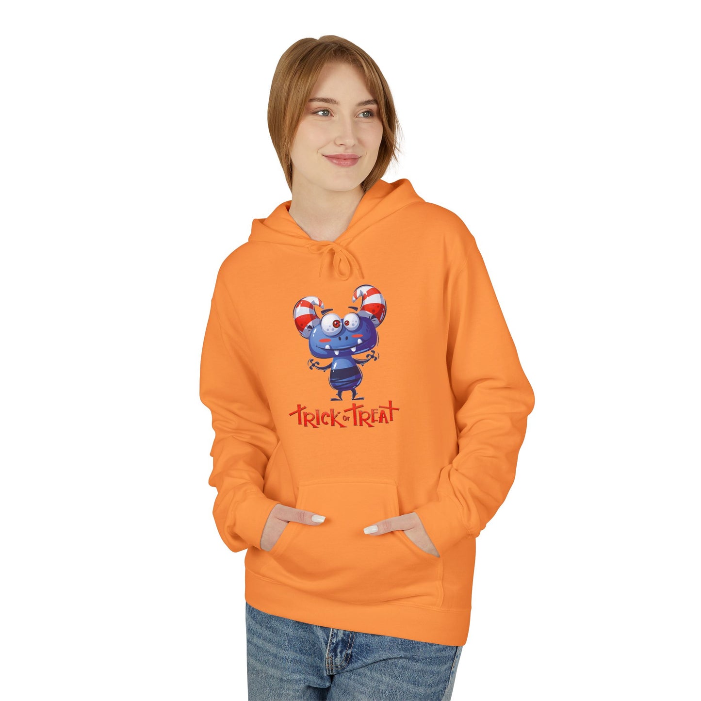 Halloween Trick or Treat Fleece Hoodie, Cozy Fall Sweatshirt, Perfect for Kids & Adults, Seasonal Wear, Halloween Costume Addition, [...]