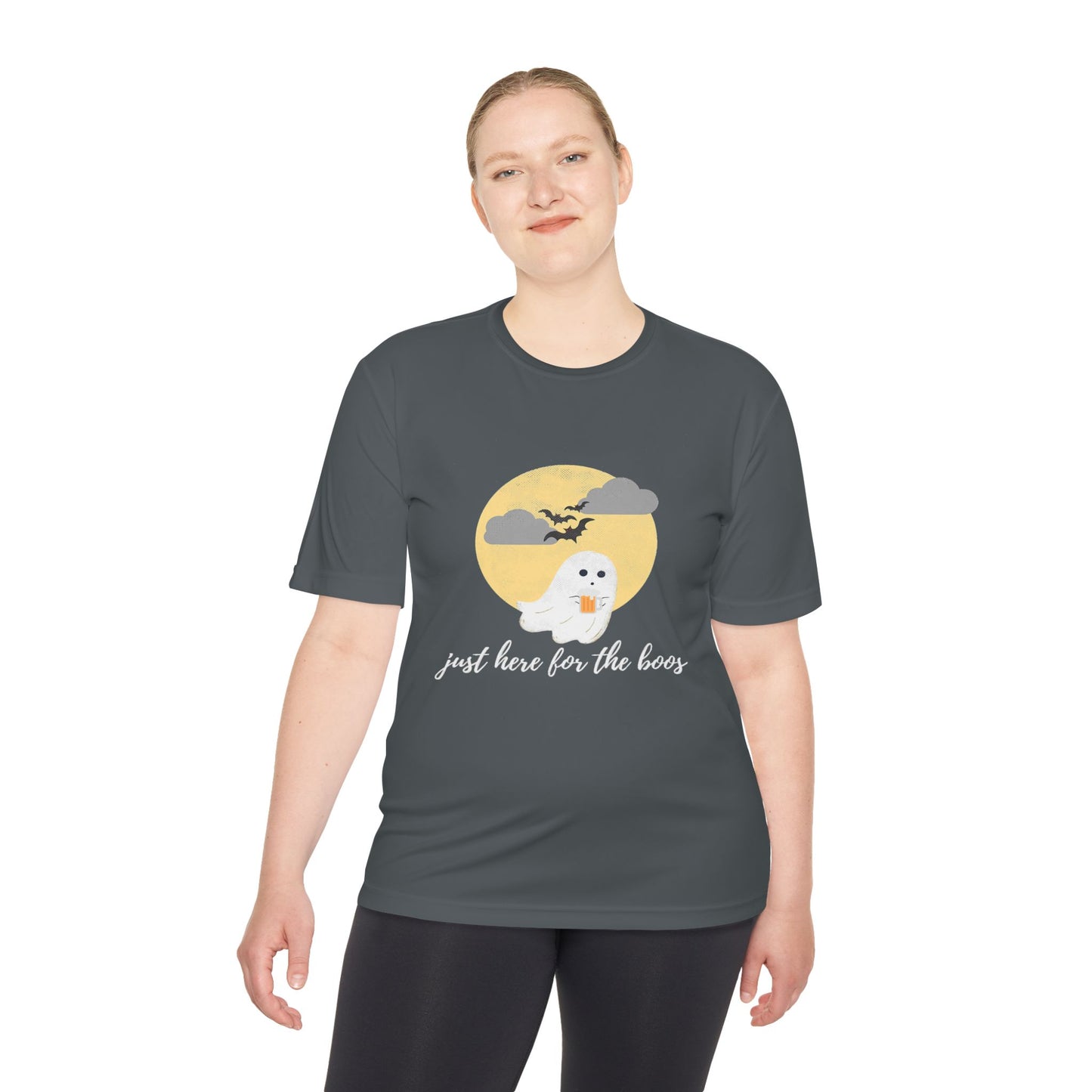 Whimsical Ghost Tee, Unisex Moisture Wicking T-Shirt, Halloween Apparel, Cute Graphic Tee, Fall Fashion, Lightweight Summer Shirt
