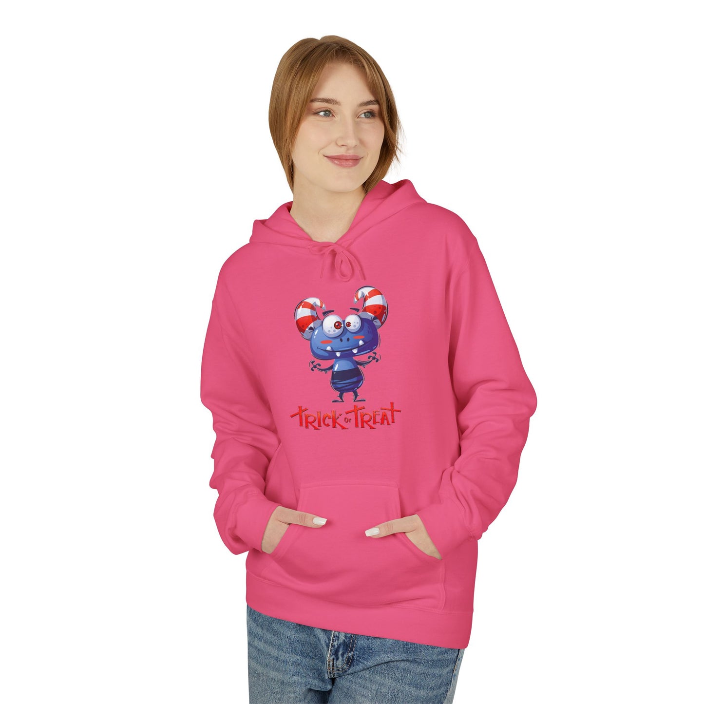 Halloween Trick or Treat Fleece Hoodie, Cozy Fall Sweatshirt, Perfect for Kids & Adults, Seasonal Wear, Halloween Costume Addition, [...]