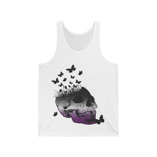 Gothic Butterfly Skull Tank, Unisex Jersey Tank Top, Edgy Summer Fashion, Casual Wear, Halloween Outfit, Unique Gift