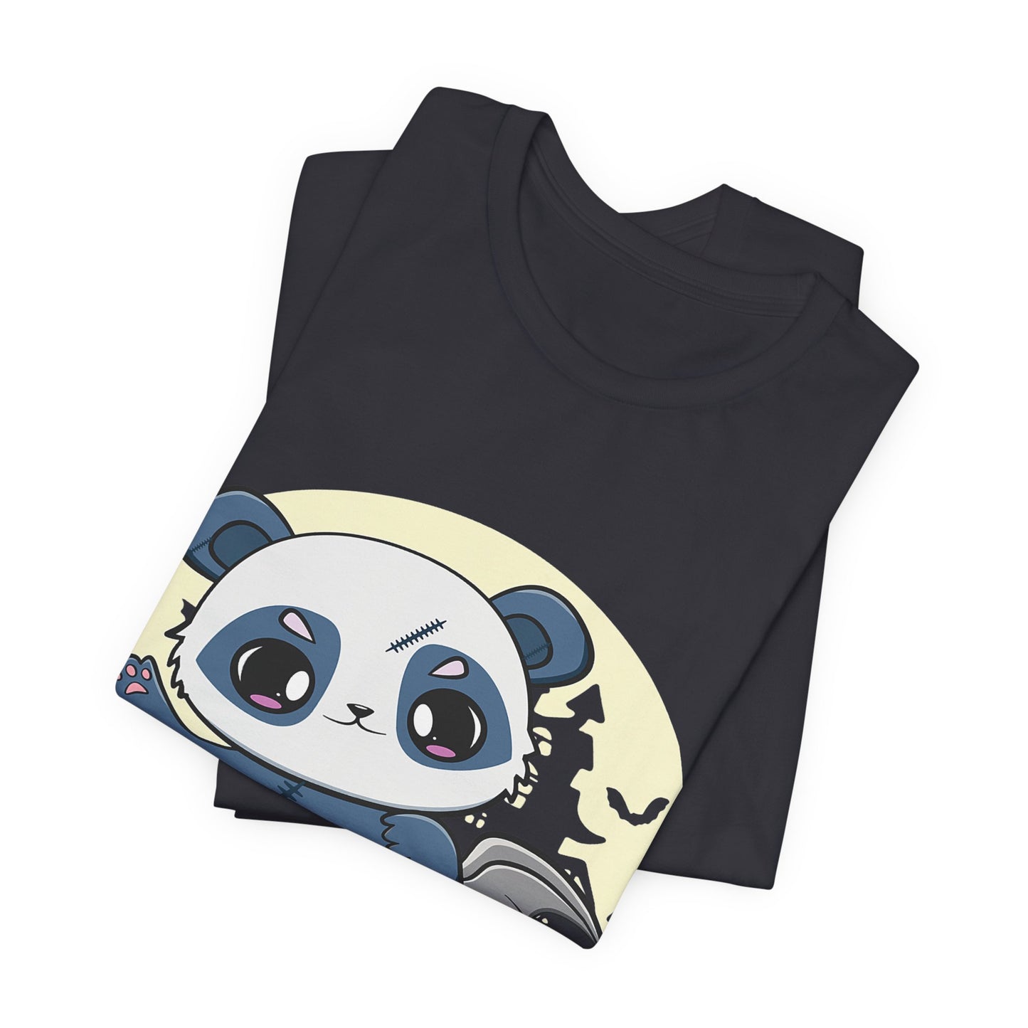 Cute Panda Halloween Tee, Unisex Short Sleeve Shirt, Fun Graphic T-Shirt, Spooky Cute Apparel, Animal Lover Gift