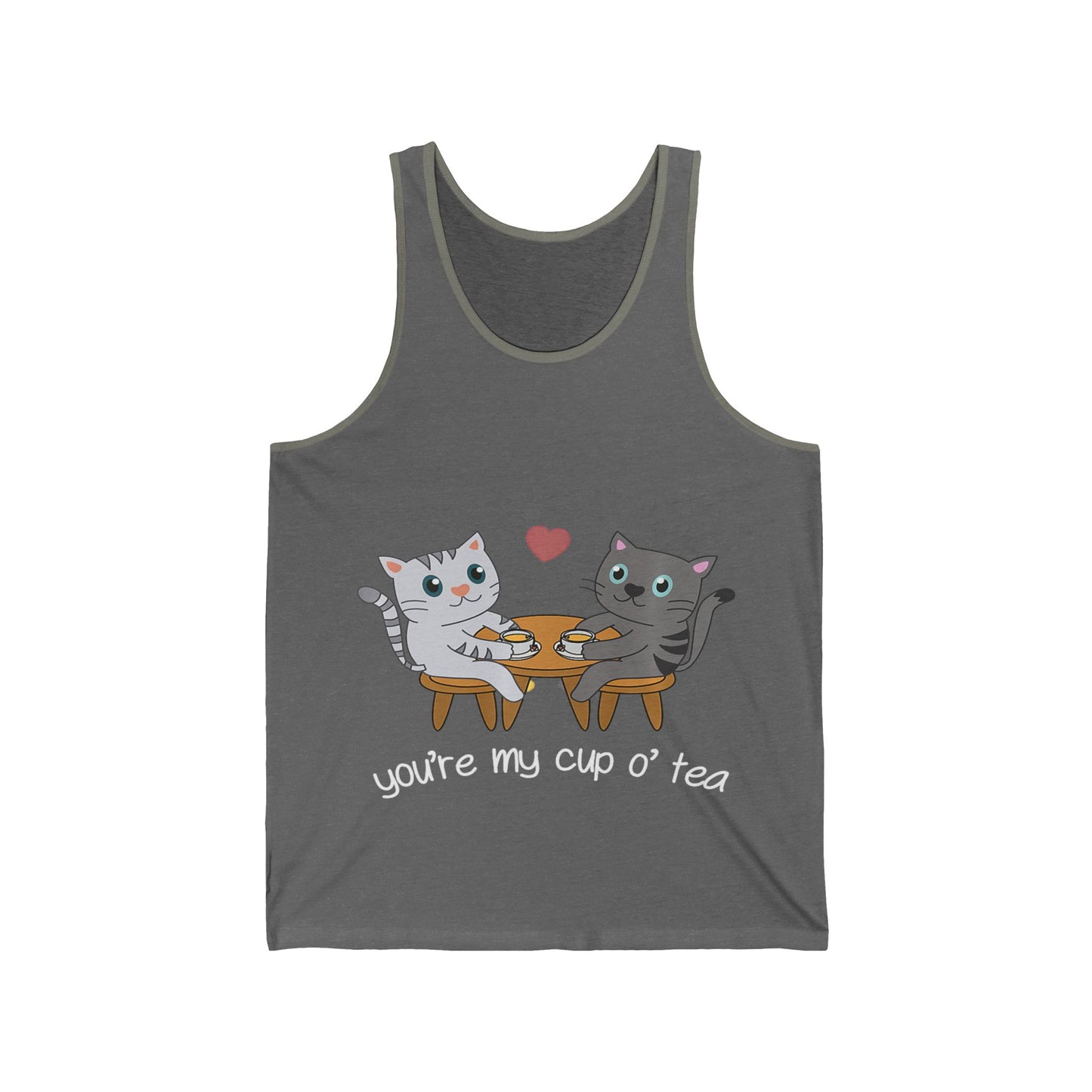 Cute Cat Lovers Unisex Jersey Tank - You're My Cup of Tea, Cat Tank Top, Gift for Cat Owners, Pet Lover Apparel, Summer Casual Wear