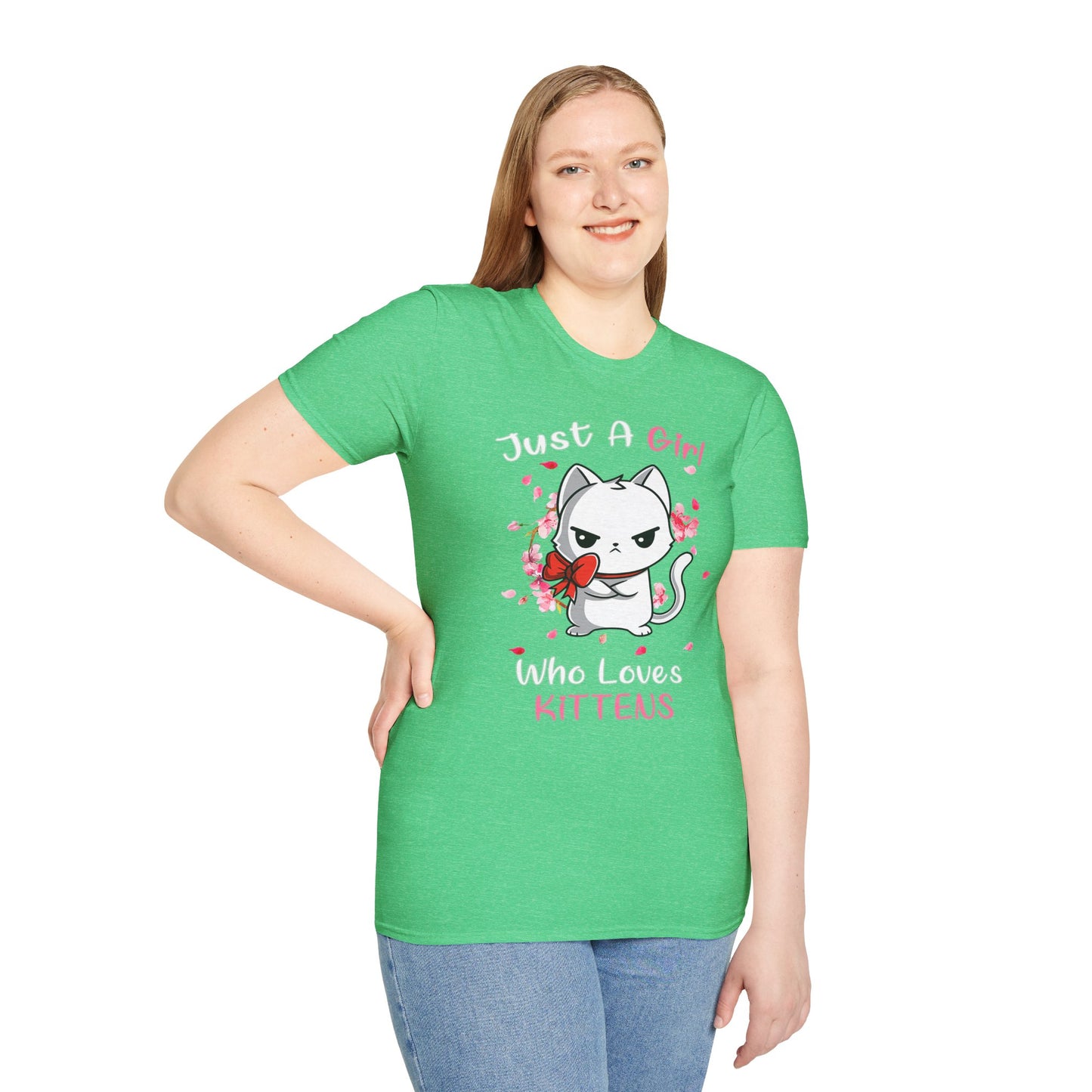 Cute Kittens Graphic Tee, Unisex Softstyle T-Shirt for Cat Lovers, Gift for Birthdays, Valentine's Day, Casual Wear, Animal Lovers