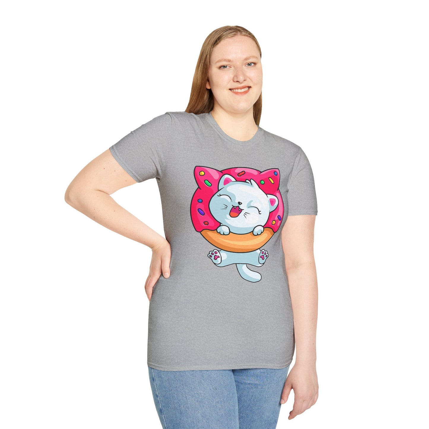 Cute Cat with Donut Unisex T-Shirt, Adorable Pet Lover Gift, Fun Summer Wear, Trendy Graphic Tee, Perfect for Birthdays, Casual Days, [...]
