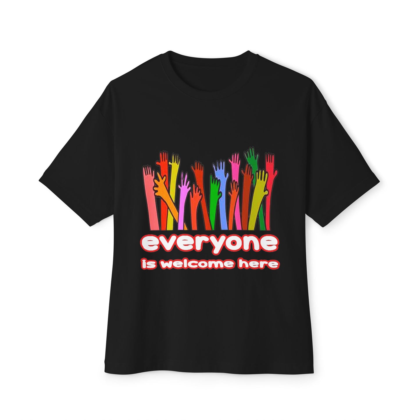 Inclusive Vibes Oversized Tee - Everyone is Welcome Here, Unisex T-Shirt, LGBTQ+ Pride Shirt, Casual Wear, Gift for Friends