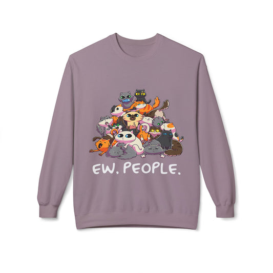 Cute Cat Lover Crewneck Sweatshirt - 'Ew. People.' Funny Gift for Cat Owners, Animal Lovers, Cozy Fashion, Unique Birthday Present