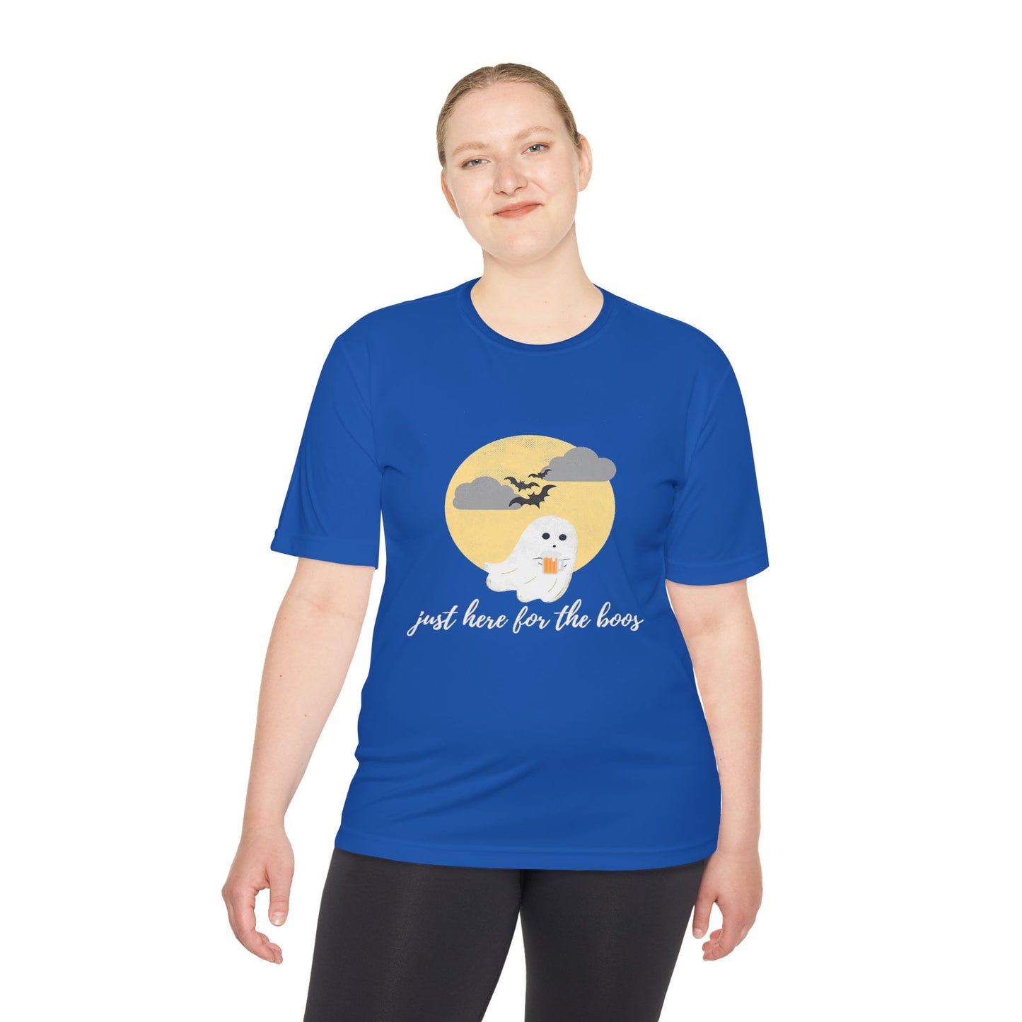 Whimsical Ghost Tee, Unisex Moisture Wicking T-Shirt, Halloween Apparel, Cute Graphic Tee, Fall Fashion, Lightweight Summer Shirt
