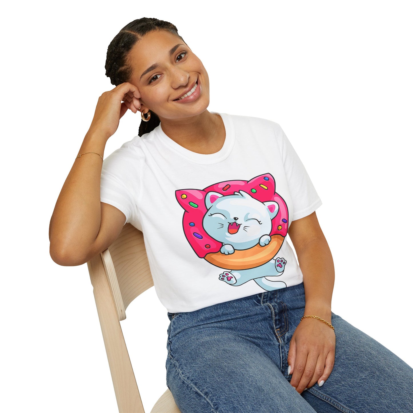 Cute Cat with Donut Unisex T-Shirt, Adorable Pet Lover Gift, Fun Summer Wear, Trendy Graphic Tee, Perfect for Birthdays, Casual Days, [...]