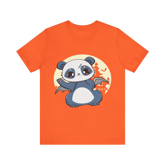 Cute Panda Halloween Tee, Unisex Short Sleeve Shirt, Fun Graphic T-Shirt, Spooky Cute Apparel, Animal Lover Gift