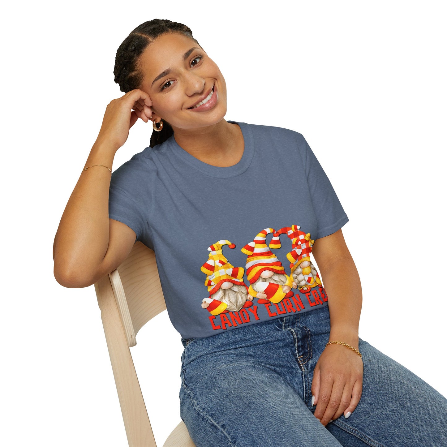 Candy Corn Crew Unisex T-Shirt - Fall Fashion, Halloween Apparel, Thanksgiving Gatherings, Cozy Comfort, Seasonal Style