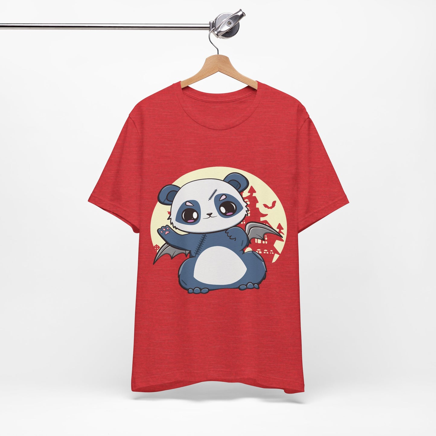Cute Panda Halloween Tee, Unisex Short Sleeve Shirt, Fun Graphic T-Shirt, Spooky Cute Apparel, Animal Lover Gift