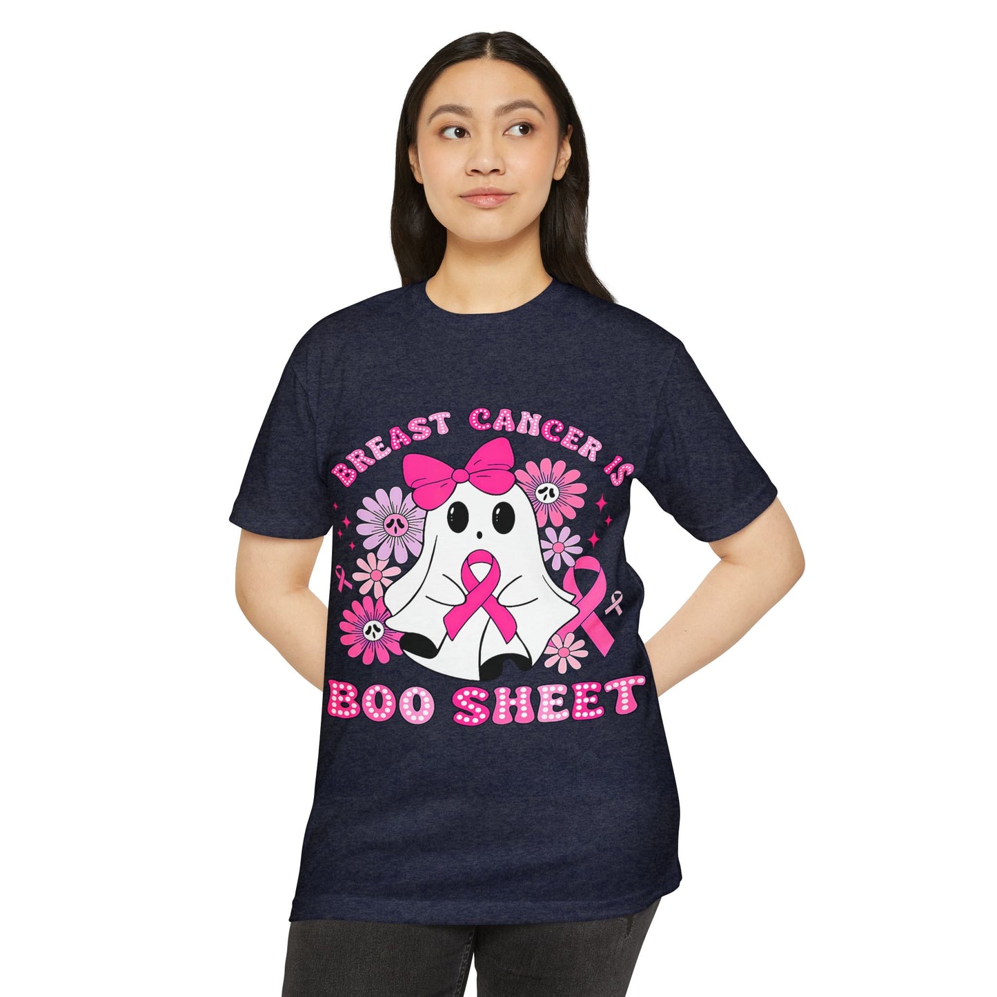 Breast Cancer Awareness Ghost T-Shirt, Unisex Tee, Halloween Shirt, Supportive Apparel, Fundraiser Gear, Boo Sheet Shirt