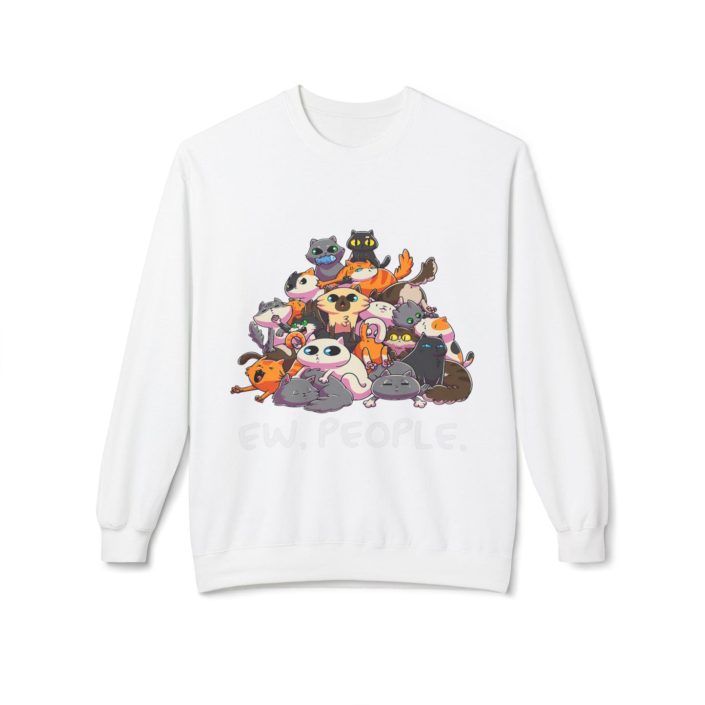 Cute Cat Lover Crewneck Sweatshirt - 'Ew. People.' Funny Gift for Cat Owners, Animal Lovers, Cozy Fashion, Unique Birthday Present