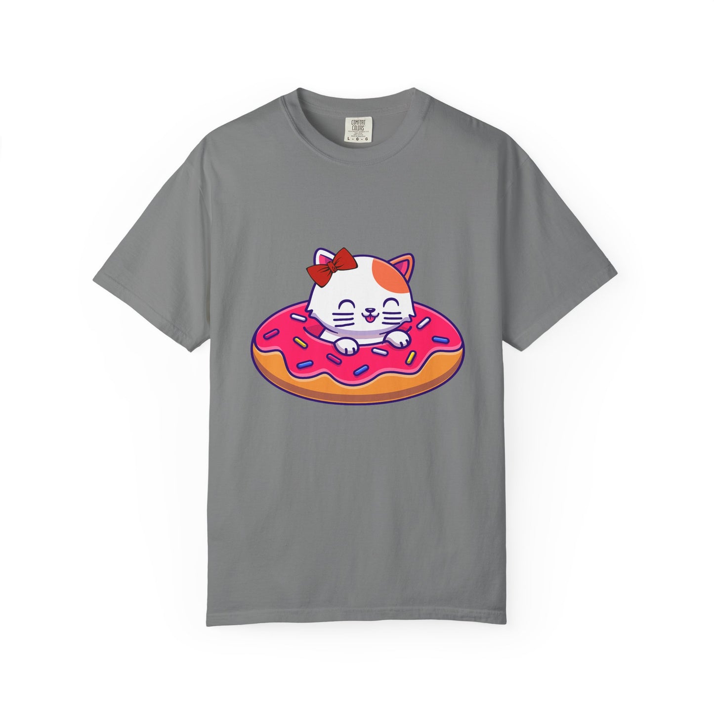 Cute Cat and Donut Unisex T-Shirt, Funny Animal Tee, Gift for Cat Lovers, Casual Wear, Cute Summer Outfit