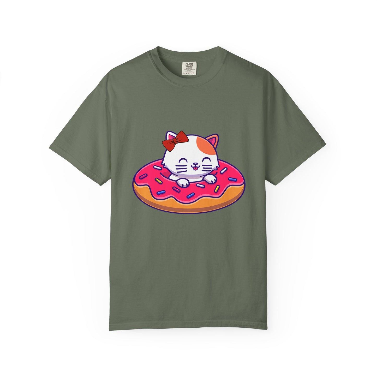 Cute Cat and Donut Unisex T-Shirt, Funny Animal Tee, Gift for Cat Lovers, Casual Wear, Cute Summer Outfit