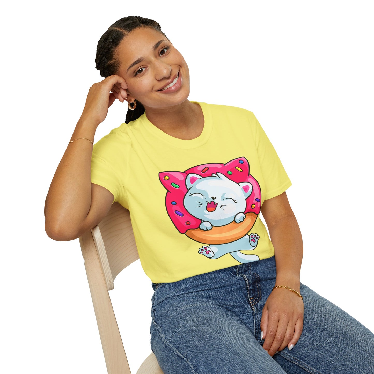Cute Cat with Donut Unisex T-Shirt, Adorable Pet Lover Gift, Fun Summer Wear, Trendy Graphic Tee, Perfect for Birthdays, Casual Days, [...]