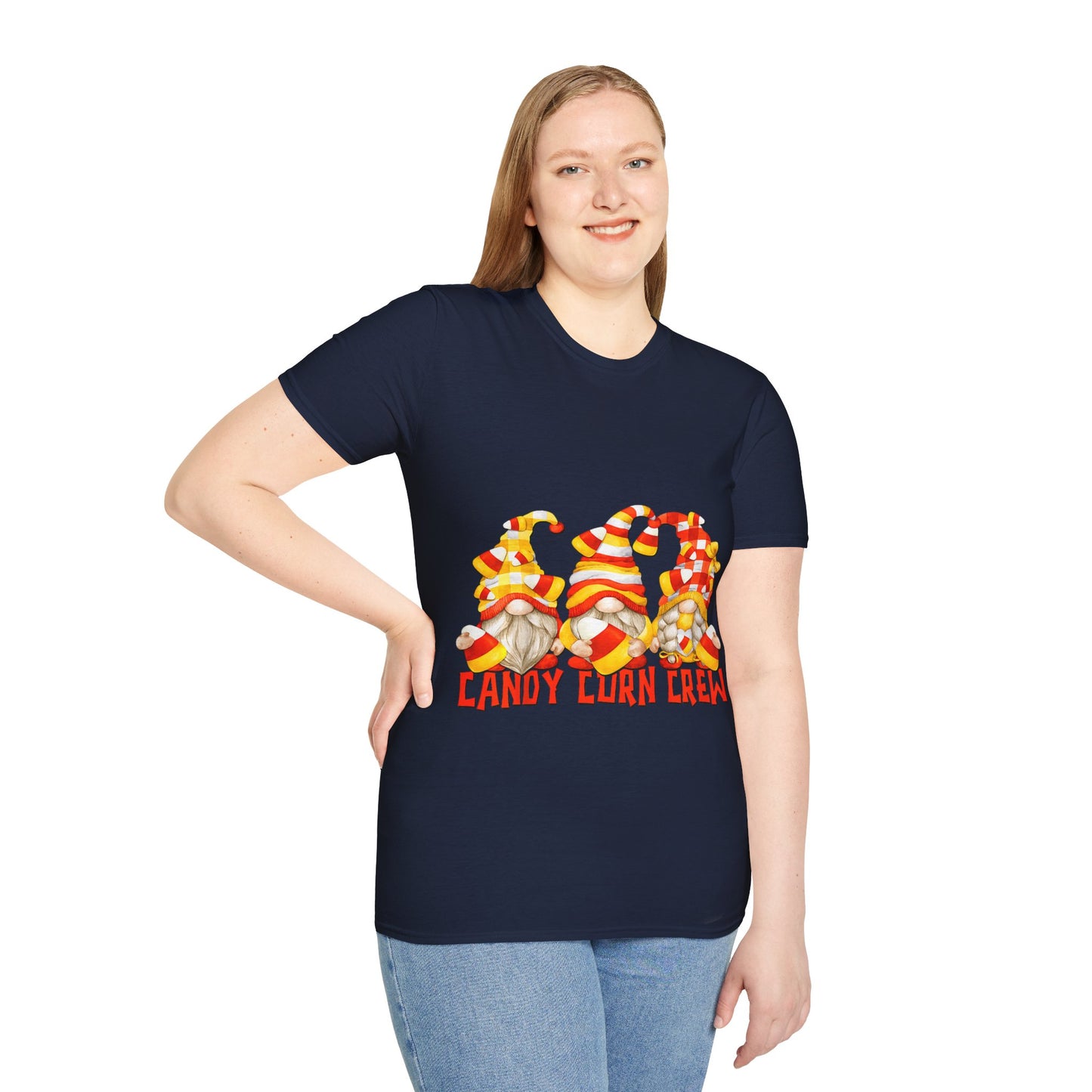 Candy Corn Crew Unisex T-Shirt - Fall Fashion, Halloween Apparel, Thanksgiving Gatherings, Cozy Comfort, Seasonal Style