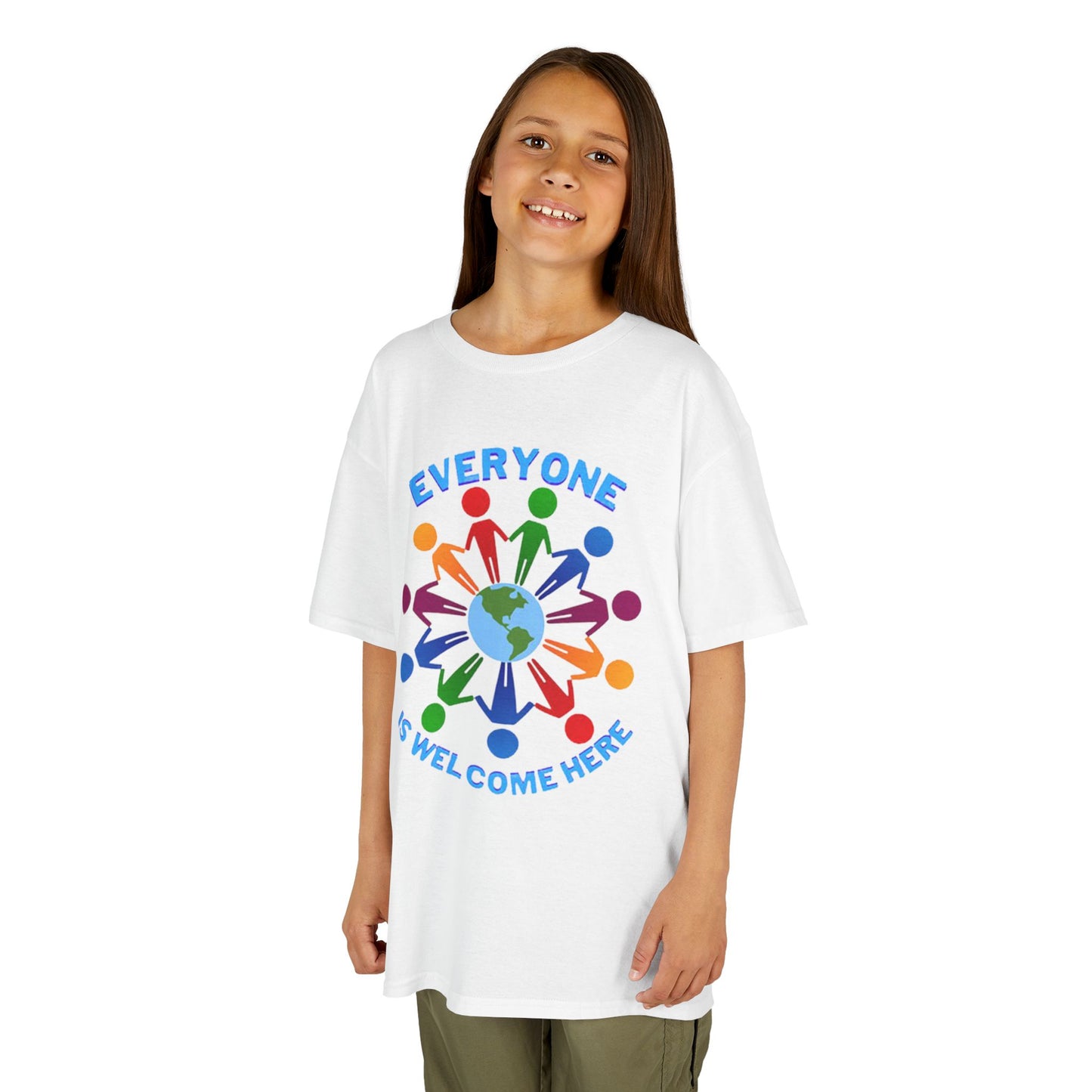Inclusive Kids Tee - Everyone is Welcome Here, Rainbow T-Shirt, Kids Equality Wear, Unity Apparel, Diversity Gift, Positive Message Top