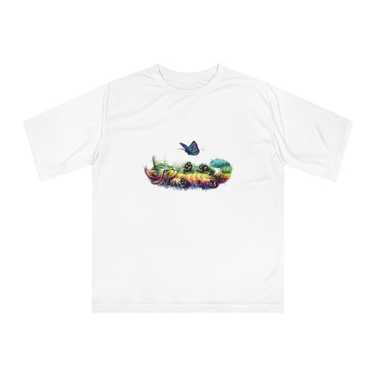Colorful Butterfly Zone Performance T-Shirt, Unisex Activewear, Fitness Shirt, Gift for Nature Lovers, Outdoor Workout Tee