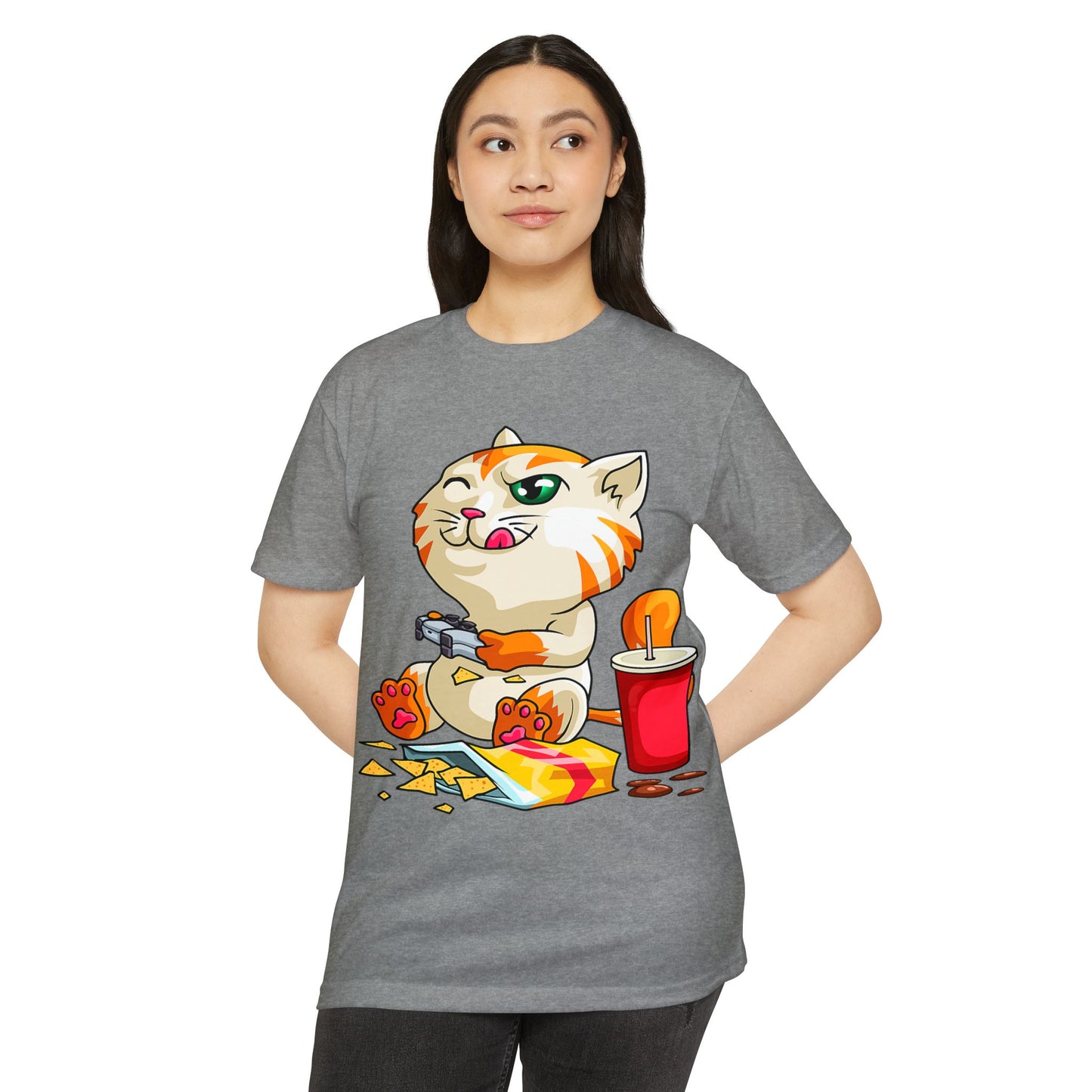Playful Cat Gamer T-Shirt | Cute Cat Graphic Tee for Cat Lovers, Gifts for Gamers, Fun Casual Wear, Cool Animal Shirt, Unique Gift Idea