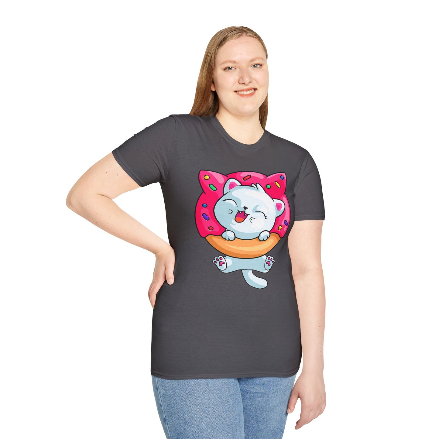 Cute Cat with Donut Unisex T-Shirt, Adorable Pet Lover Gift, Fun Summer Wear, Trendy Graphic Tee, Perfect for Birthdays, Casual Days, [...]