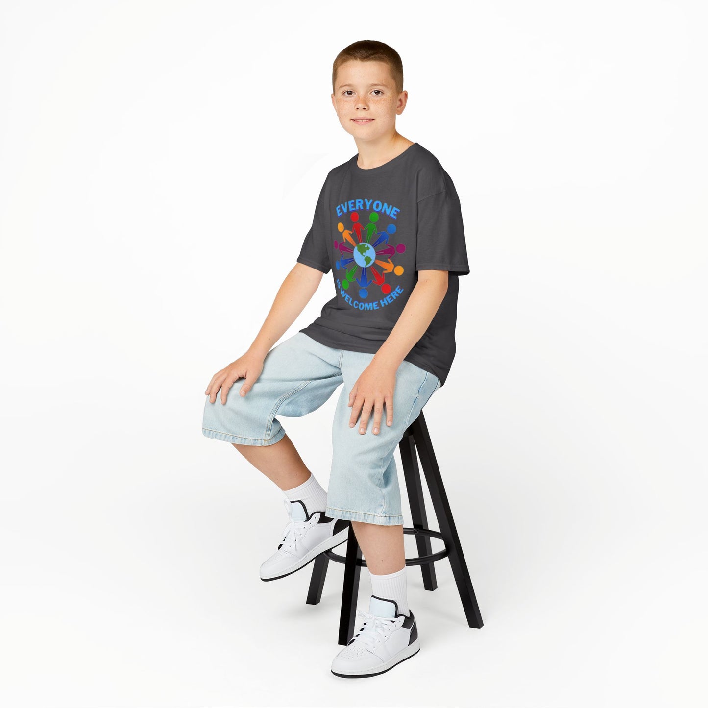 Inclusive Kids Tee - Everyone is Welcome Here, Rainbow T-Shirt, Kids Equality Wear, Unity Apparel, Diversity Gift, Positive Message Top