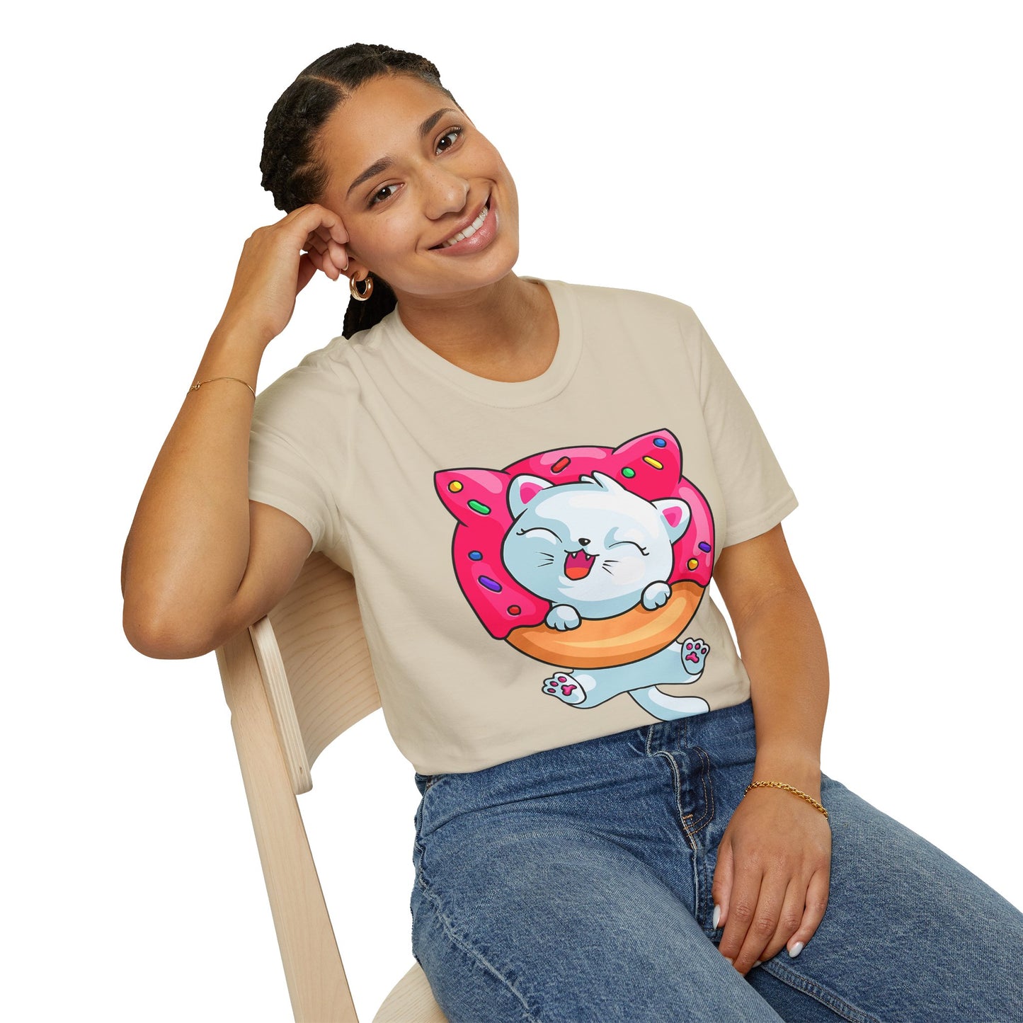 Cute Cat with Donut Unisex T-Shirt, Adorable Pet Lover Gift, Fun Summer Wear, Trendy Graphic Tee, Perfect for Birthdays, Casual Days, [...]