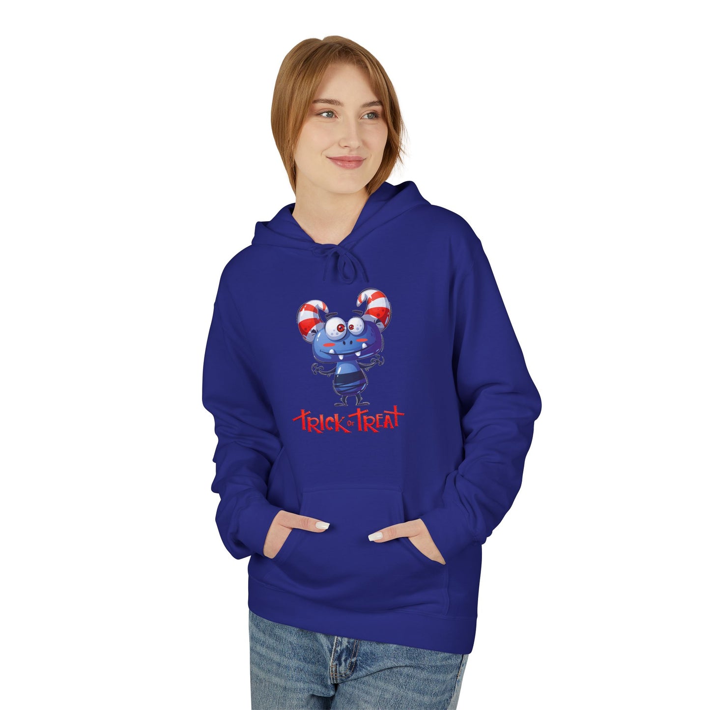Halloween Trick or Treat Fleece Hoodie, Cozy Fall Sweatshirt, Perfect for Kids & Adults, Seasonal Wear, Halloween Costume Addition, [...]