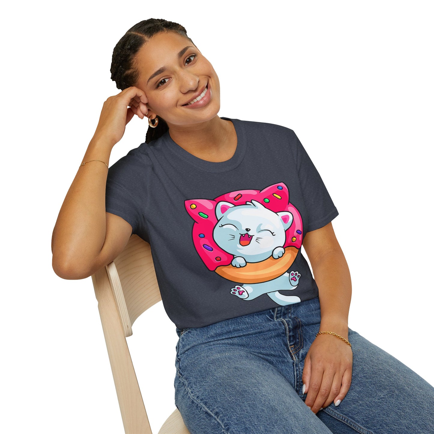 Cute Cat with Donut Unisex T-Shirt, Adorable Pet Lover Gift, Fun Summer Wear, Trendy Graphic Tee, Perfect for Birthdays, Casual Days, [...]