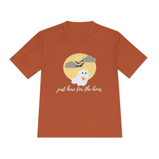 Whimsical Ghost Tee, Unisex Moisture Wicking T-Shirt, Halloween Apparel, Cute Graphic Tee, Fall Fashion, Lightweight Summer Shirt