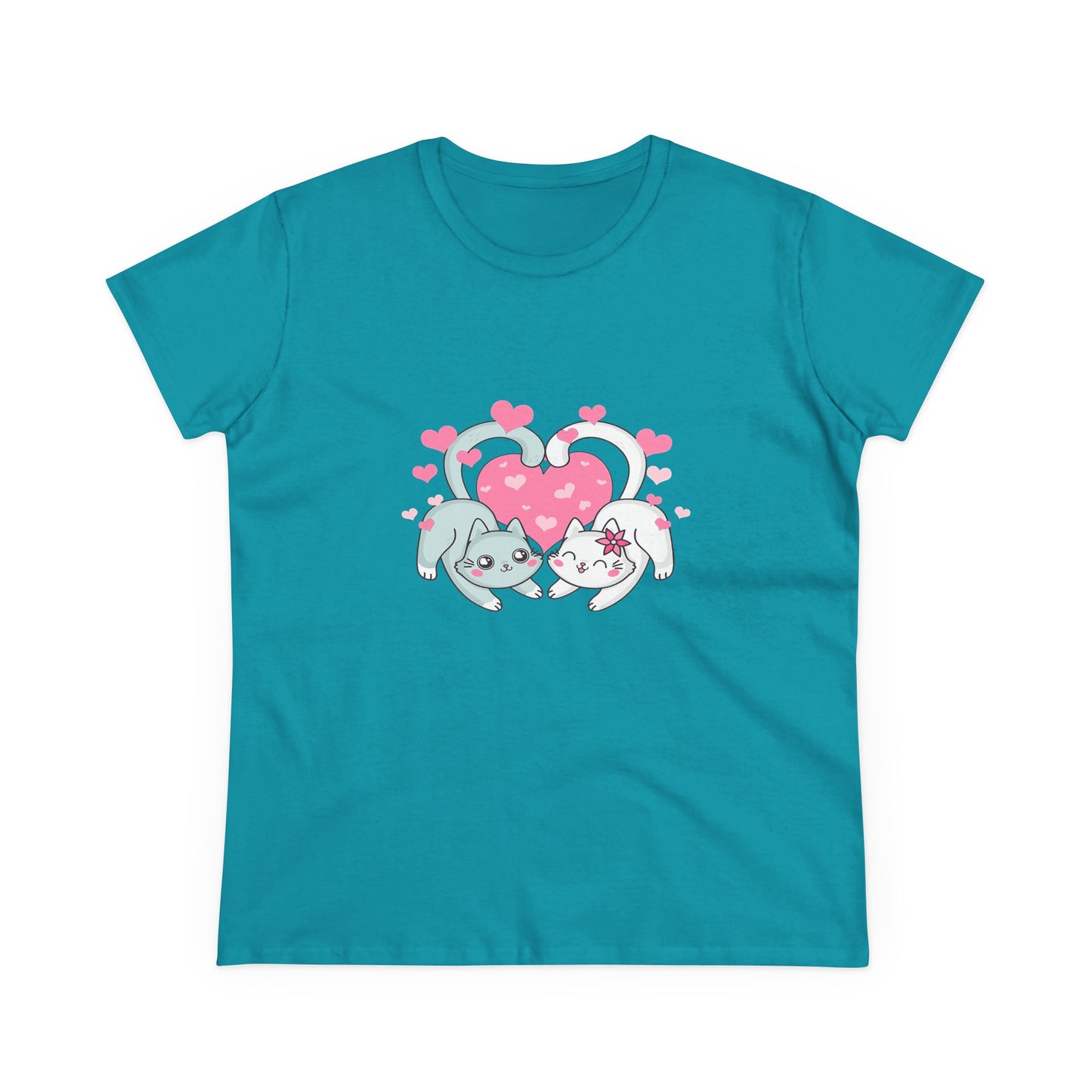 Cute Cat Love Tee for Pet Lovers, Valentine's Day Gift, Women's Casual Cotton T-Shirt, Cat Lover Shirt, Unique Pet Gift