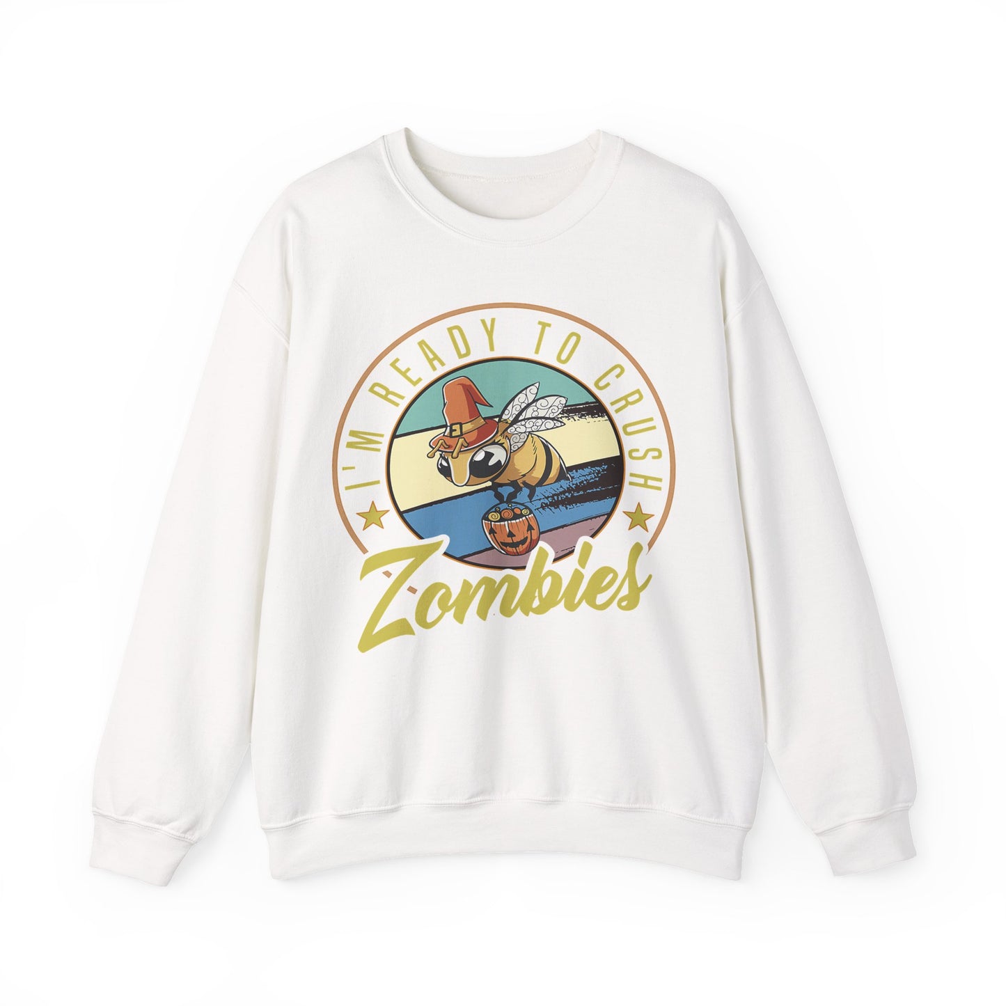 Zombie-Themed Crewneck Sweatshirt - Funny Halloween Gift for Friends, Casual Wear, Cozy Style, Unisex Apparel, Fall Fashion