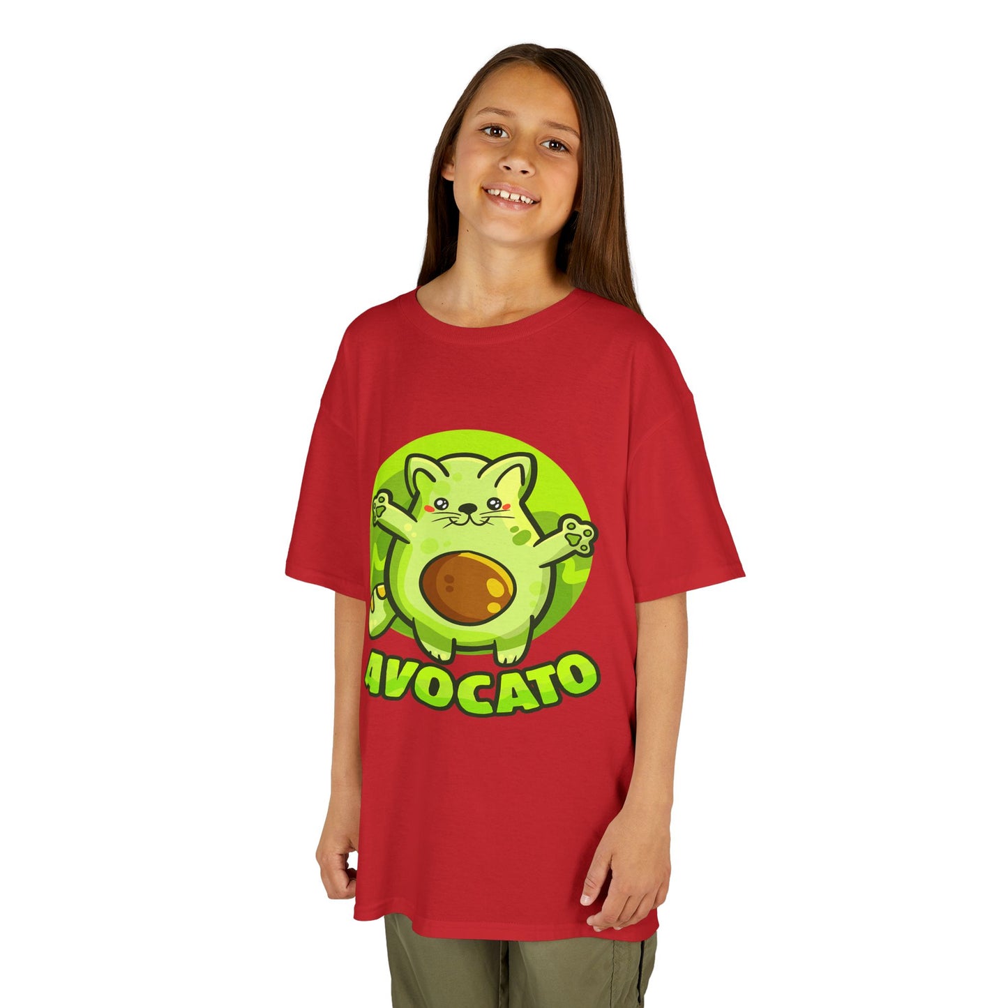 Cute Avocado Cat Kids Tee, Fun T-Shirt for Kids, Avocado Lover Gift, Playful Graphic Shirt, Birthday Party Outfit