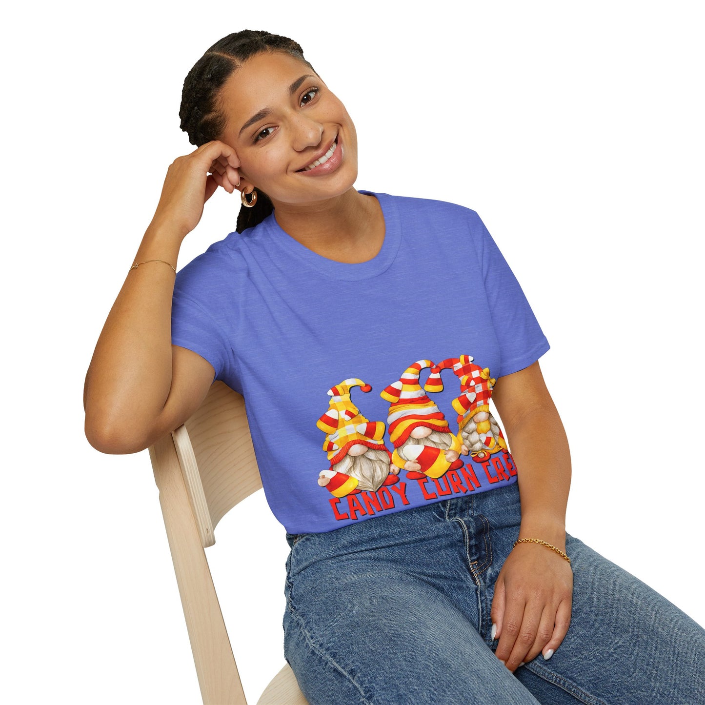 Candy Corn Crew Unisex T-Shirt - Fall Fashion, Halloween Apparel, Thanksgiving Gatherings, Cozy Comfort, Seasonal Style